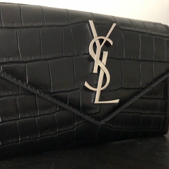 SAINT LAURENT Crocodile Leather Envelope Wallet - Picture 2 of 6